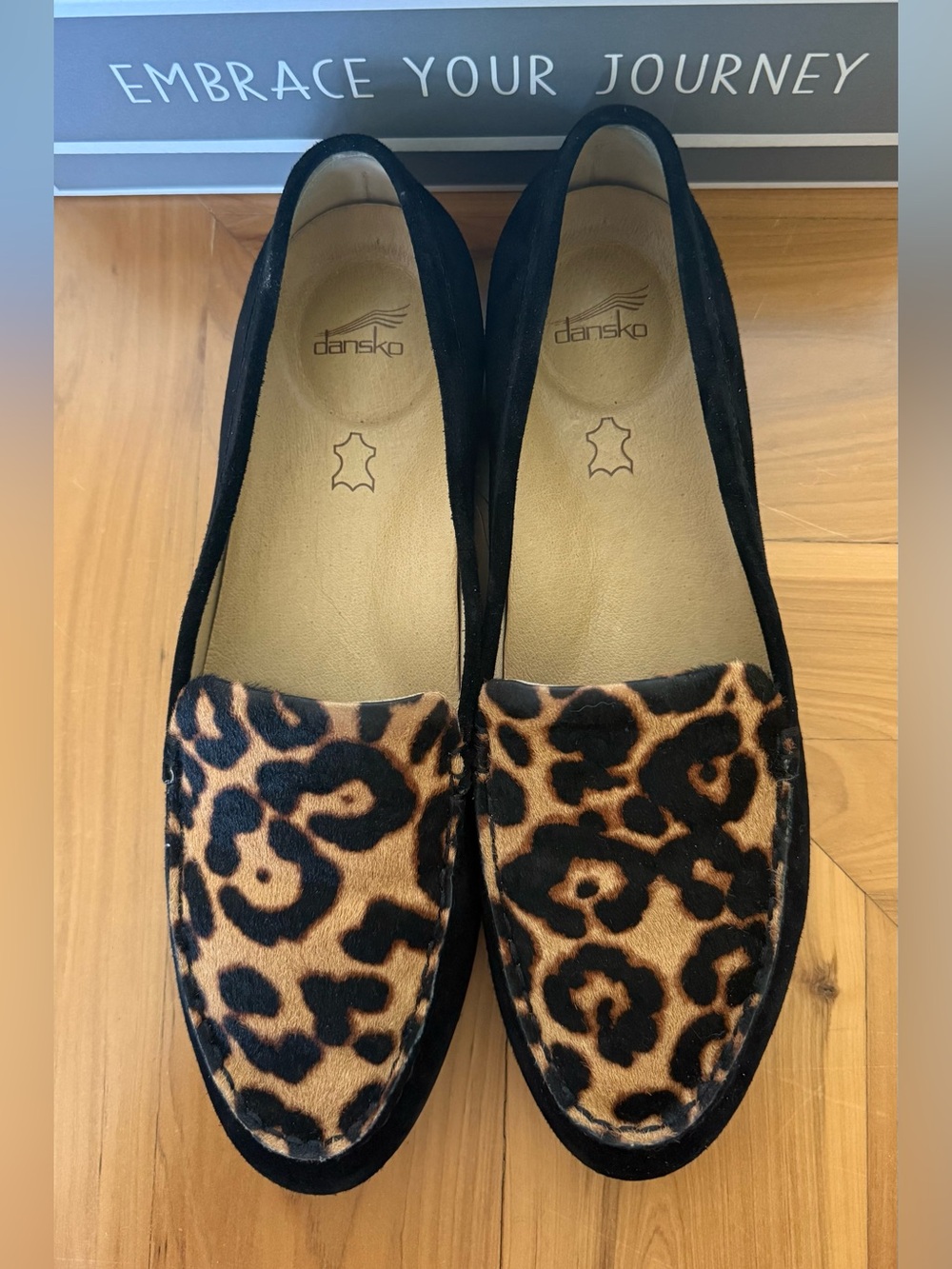 Dansko Lorri Suede Loafers in Black & Leopard - Picture 2 of 4